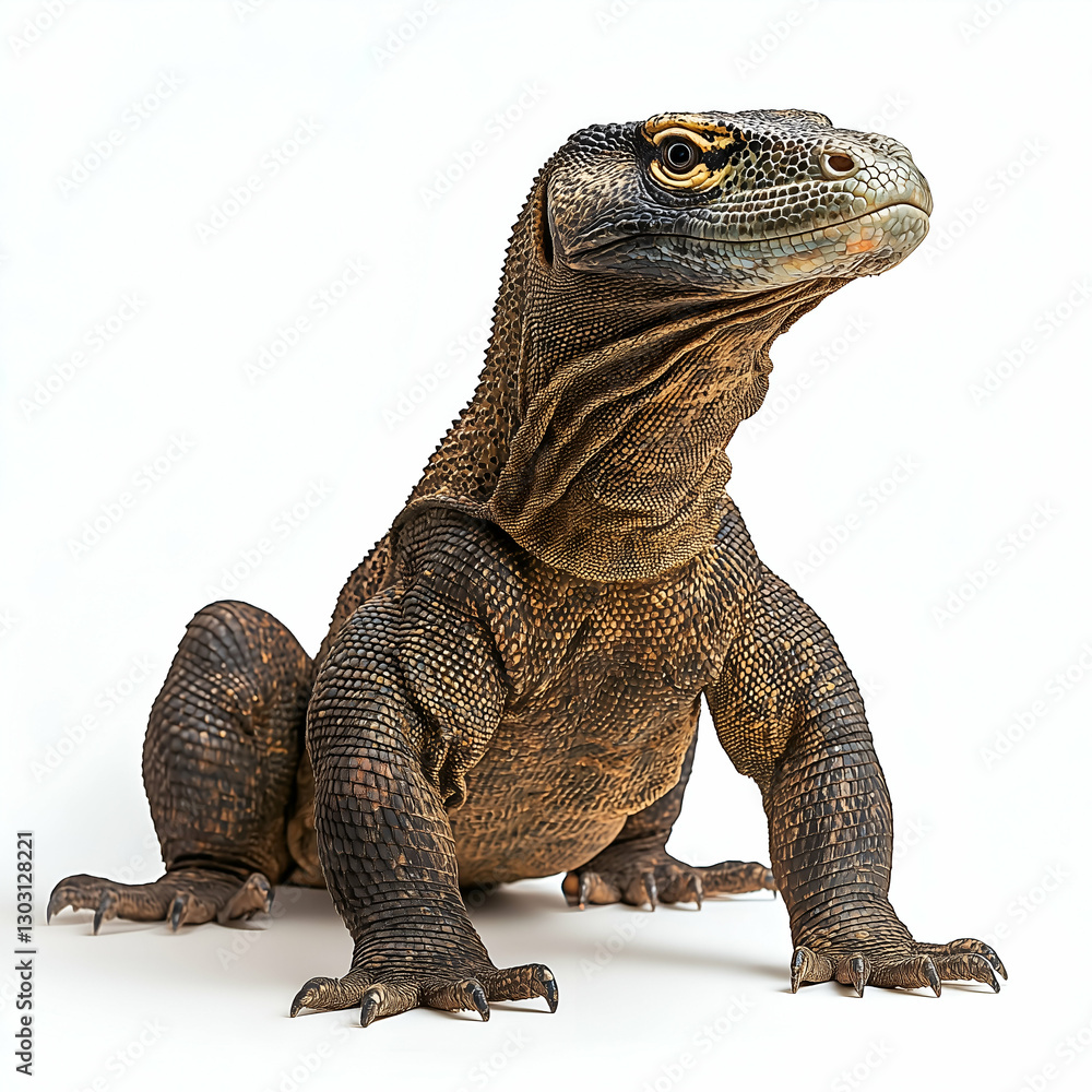 Obraz premium Exotic Lizard Portrait: Close-Up of Colorful Reptile's Scales in a Studio Setting