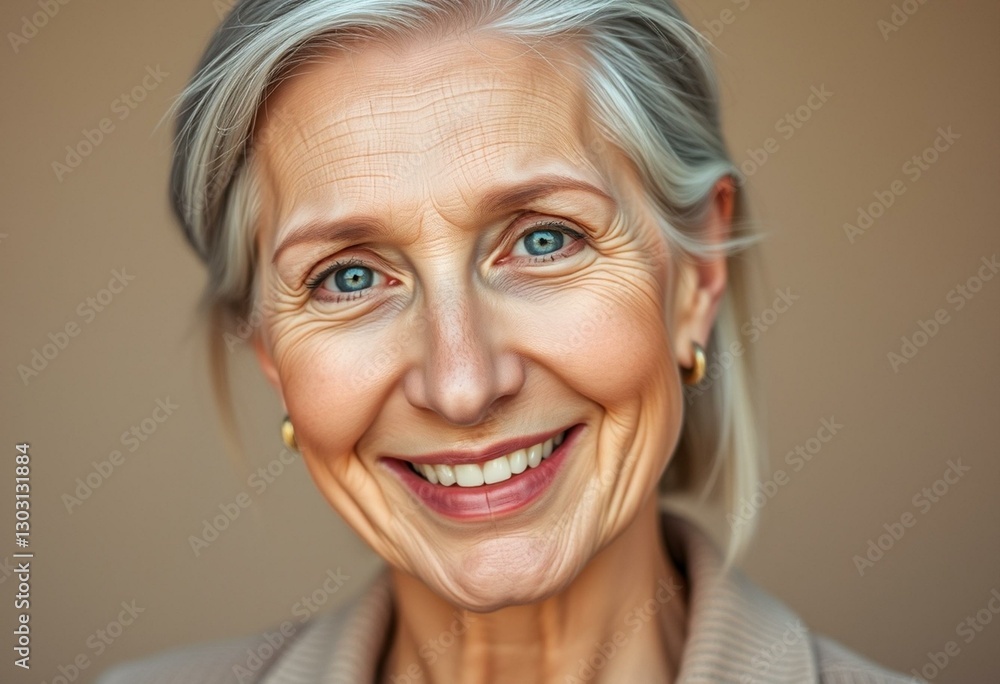 A photorealistic portrait of a charming middle-aged woman A photorealistic portrait of a charming middle-aged woman