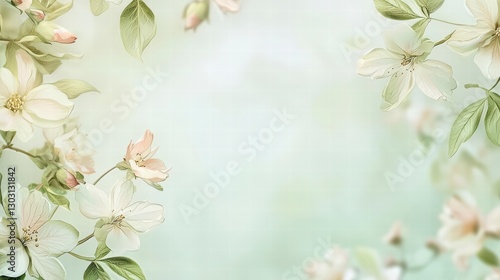 Blossom Beauty: Delicate blossoms create a serene and inviting frame, their soft petals contrasting with a gentle background that speaks of freshness and renewal. 