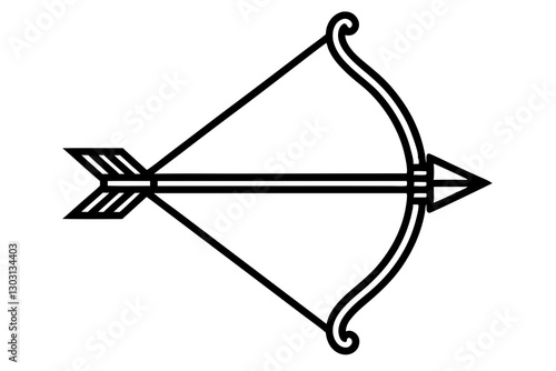 Long Bow and Arrow Icon | Archery Line Art | SVG Vector