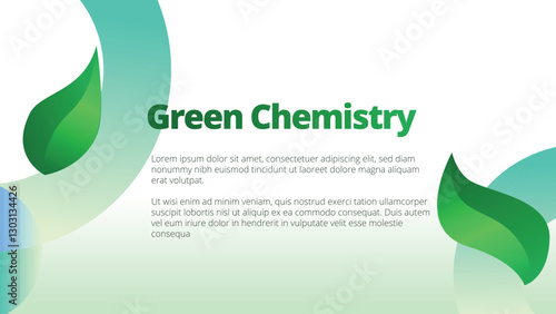 Green Chemistry concept. presentation templates corporate business annual report layout. abstract green leafs with line gradient clean look vector template 