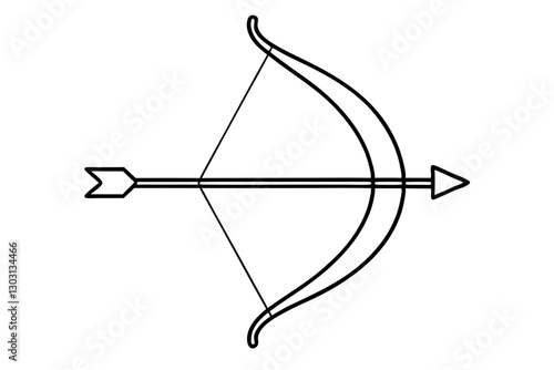 Long Bow and Arrow Icon | Archery Line Art | SVG Vector