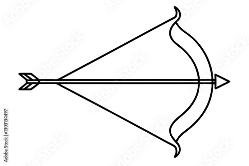 Long Bow and Arrow Icon | Archery Line Art | SVG Vector
