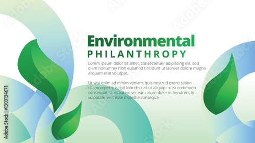 Environmental Philanthropy concept. presentation templates corporate business annual report layout. abstract green leafs with line gradient clean look vector template