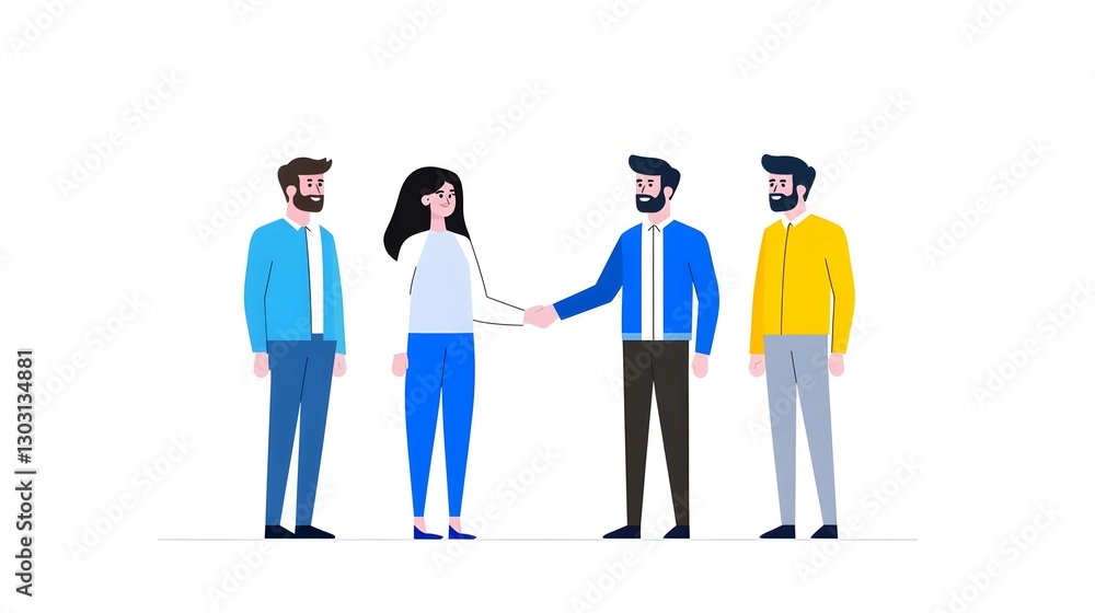 Successful Business Partners Shaking Hands in Professional Group Setting Successful Business Partners Shaking Hands in Professional Group Setting