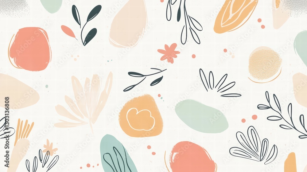 Abstract botanical pattern: a captivating abstract botanical pattern, seamlessly blending soft, organic shapes and delicate floral elements in a harmonious composition. Abstract botanical pattern: a captivating abstract botanical pattern, seamlessly blending soft, organic shapes and delicate floral elements in a harmonious composition.