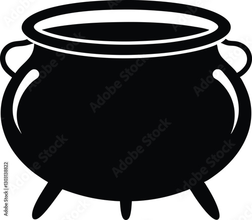 Cauldron silhouette, cauldron vector illustration, Witches black cauldron isolated on vector illustration