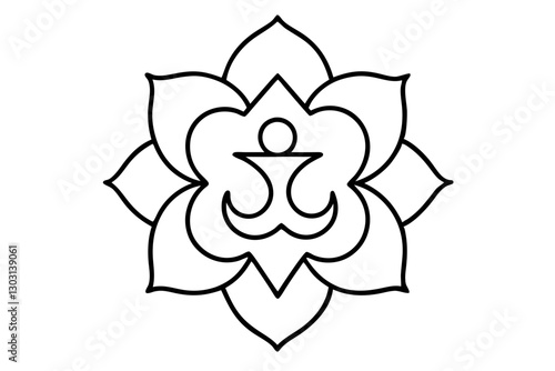 Om Aum Symbol of Hinduism Flat Icon for Apps


