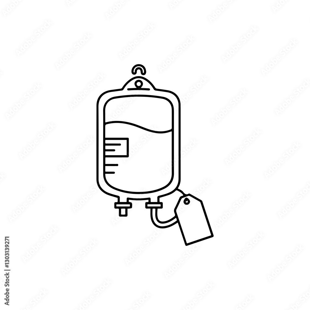 Blood Bag Donation Icon – Thin Line Design for Blood Donation and Health Services Blood Bag Donation Icon – Thin Line Design for Blood Donation and Health Services