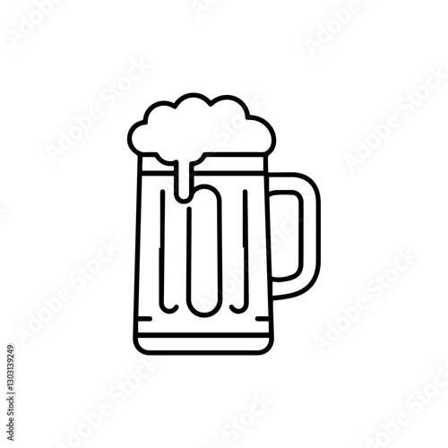 Beer Mug Thin Line Icon – Concept for Beer Glass, Alcoholic Beverage, and Party or Celebration Themes