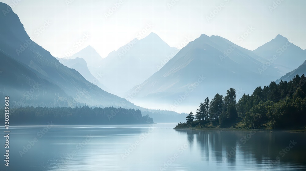 Mountain Serenity: A tranquil vista unfolds, showcasing majestic mountains, mirrored in a calm lake, conveying a sense of peace and natural grandeur. Mountain Serenity: A tranquil vista unfolds, showcasing majestic mountains, mirrored in a calm lake, conveying a sense of peace and natural grandeur.
