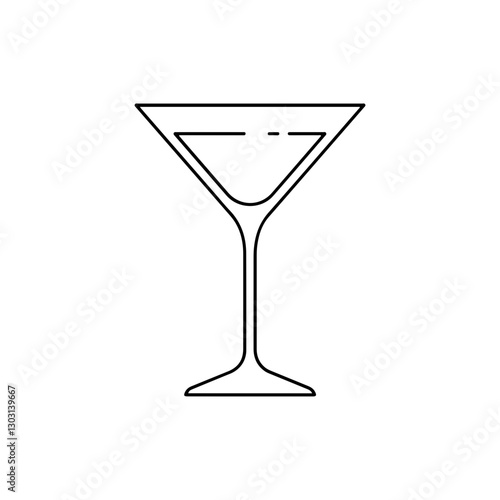 Cocktail Glass Minimal Thin Line Icon – A Simple Symbol Representing Cocktails, Drinks, and Beverage Culture