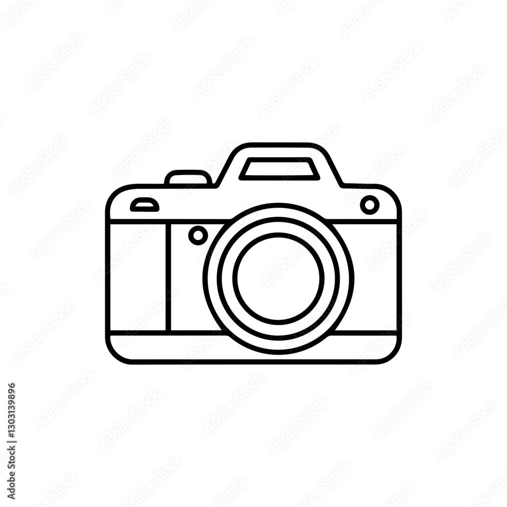 DSLR Camera with Lens Minimal Icon – Simple Outline Representing Professional Photography Equipment DSLR Camera with Lens Minimal Icon – Simple Outline Representing Professional Photography Equipment