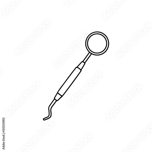 Dental Mirror Tool Icon – Representing Dental Instruments, Teeth Inspection, and Oral Health Care