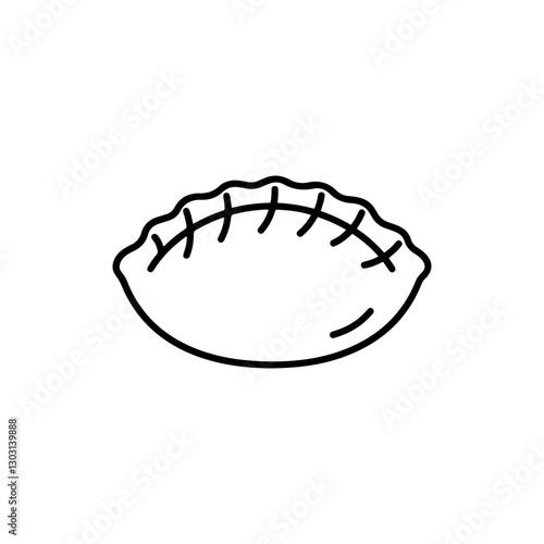 Dumpling Thin Flat Icon – Simple Outline of Dumpling Representing Food and Culinary Culture