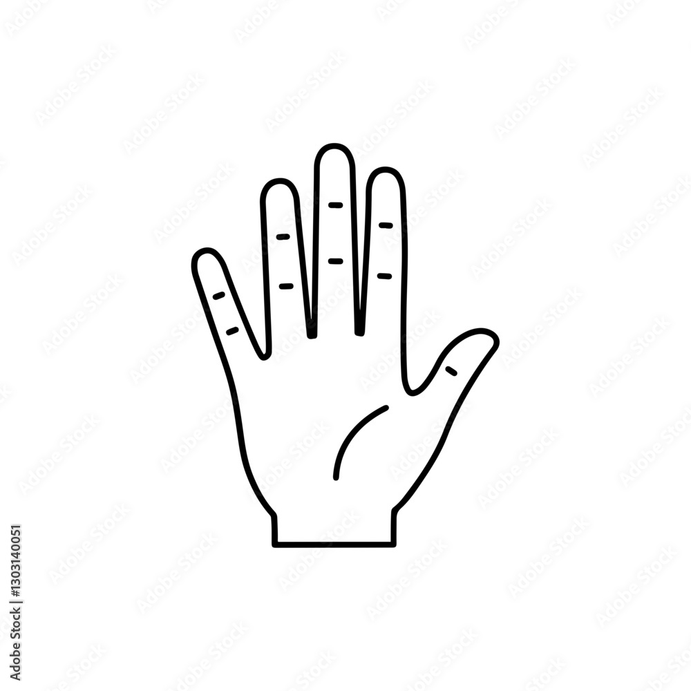 Straight Hand Fingers with Thumb Icon – Thin Line Design for Hands, Gestures, and Anatomy Straight Hand Fingers with Thumb Icon – Thin Line Design for Hands, Gestures, and Anatomy