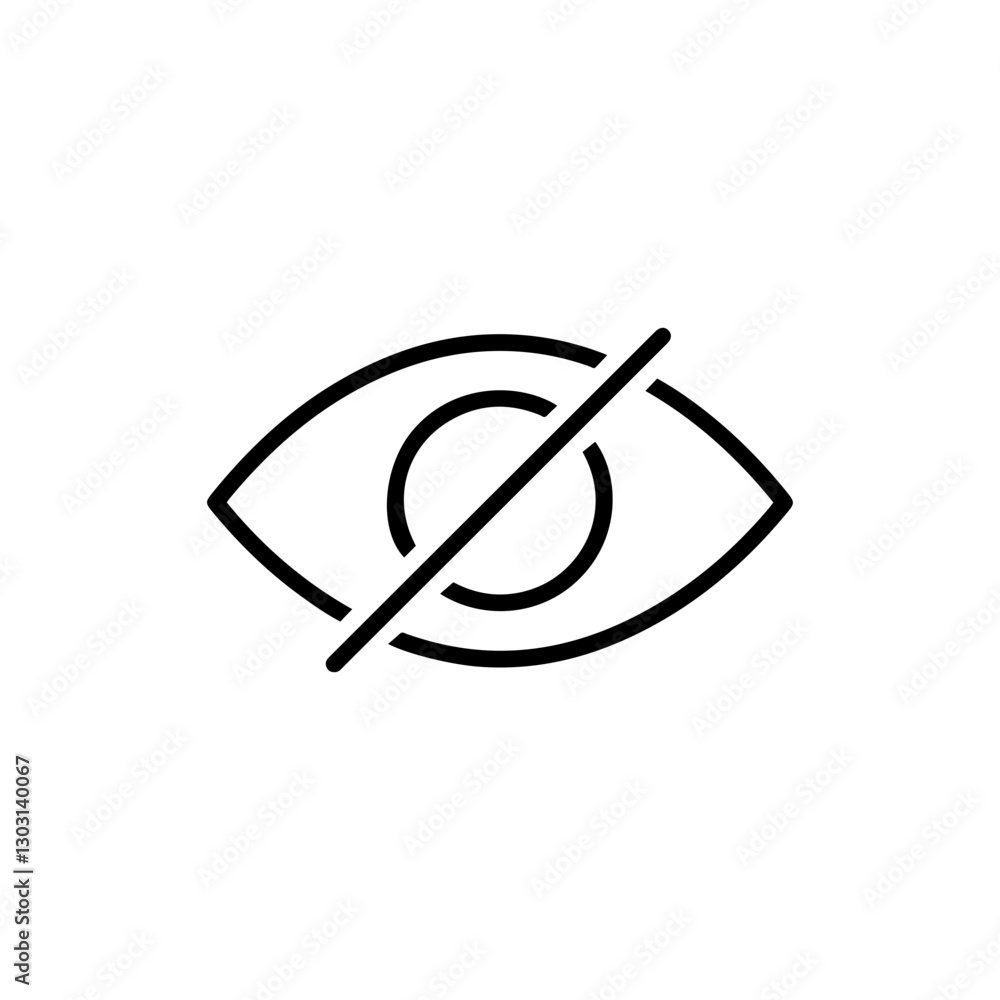 Eye Hide Password Line Icon – Symbol for Password Security, Privacy Protection, and Online Security Eye Hide Password Line Icon – Symbol for Password Security, Privacy Protection, and Online Security
