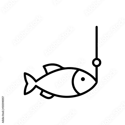 Fish Line Art Icon – Minimal Design for Marine Life, Aquatic, and Oceanography