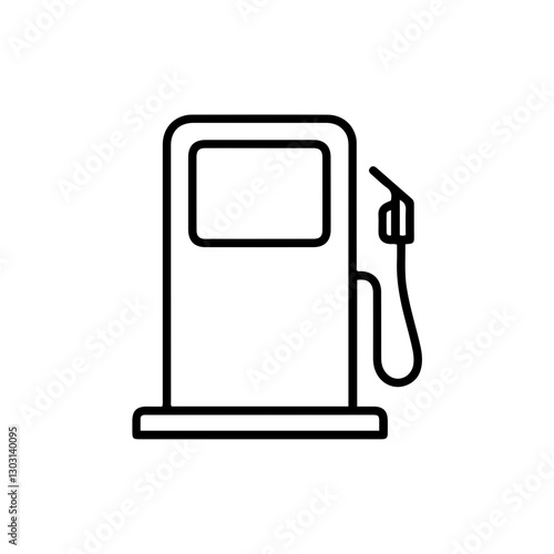 Fuel Station Pump Icon – Minimal Thin Line Design Representing Gas Station, Refueling, and Fuel Supply