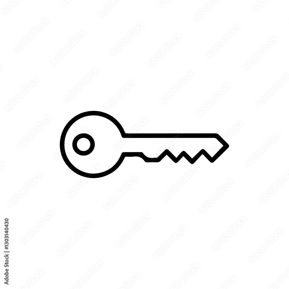 Key Access Security Icon – Thin Line Design for Lock, Safety, and Protection Key Access Security Icon – Thin Line Design for Lock, Safety, and Protection