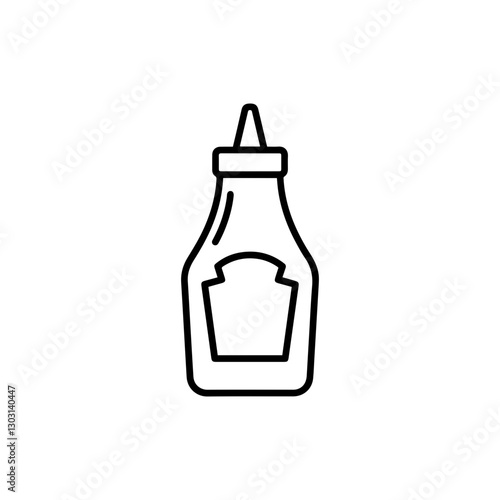 Ketchup Bottle Icon – Outline Design for Food, Condiments, and Sauces