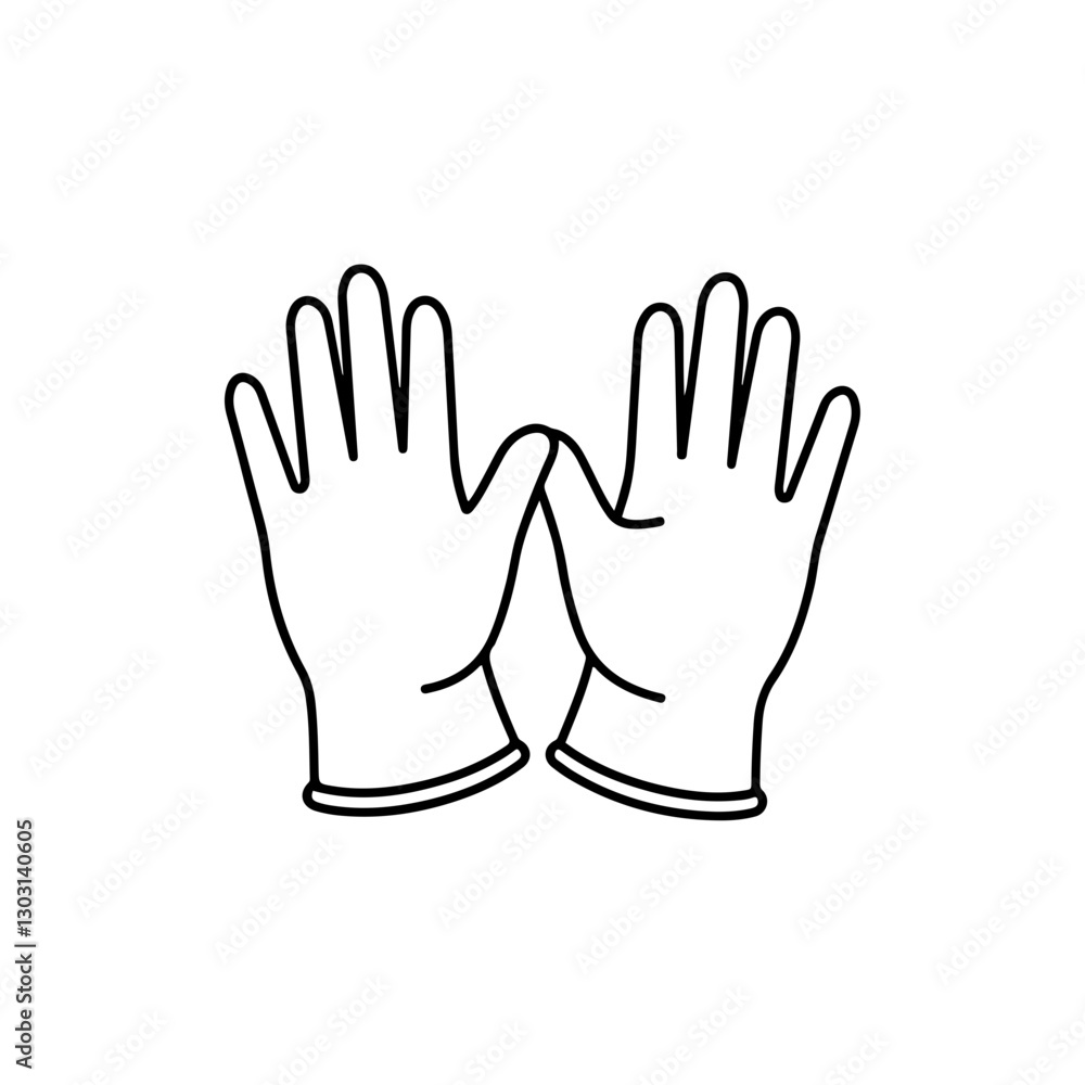 Obraz premium Medical Gloves Icon, Protection, Safety, Hygiene, Medical Equipment, Healthcare Illustration