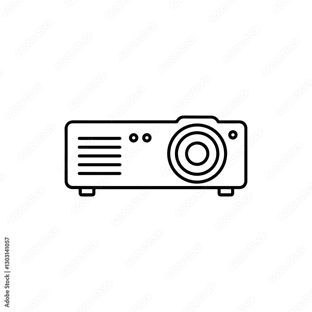 Projector with Lens Icon – Outline Design Representing Projection, Media, and Digital Presentations Projector with Lens Icon – Outline Design Representing Projection, Media, and Digital Presentations