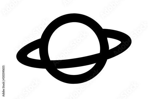 Planet Saturn with Planetary Ring System Flat Icon Illustration

