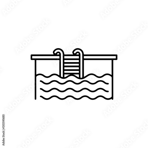 Swimming Pool Minimal Icon – Representing Swimming, Leisure, and Water Sports