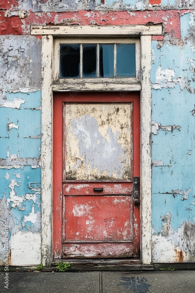 Old door vibrant peeling paint character weathered. Old door vibrant peeling paint character weathered.