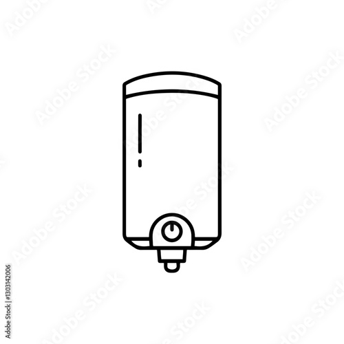 Tankless Water Heater Icon – Simple Line Representation of Energy-Efficient Home Heating System