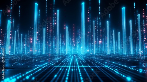 Neon Digital Cityscape: A Futuristic Vision of Technological Advancement