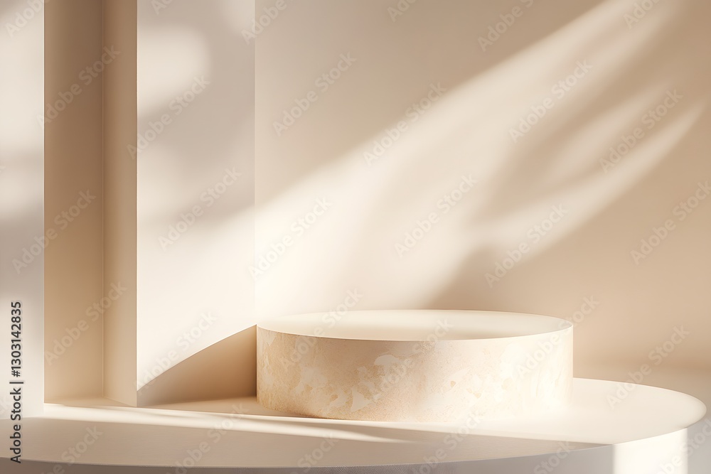Minimalist Product Display Podium with Sunlight and Soft Shadows Minimalist Product Display Podium with Sunlight and Soft Shadows