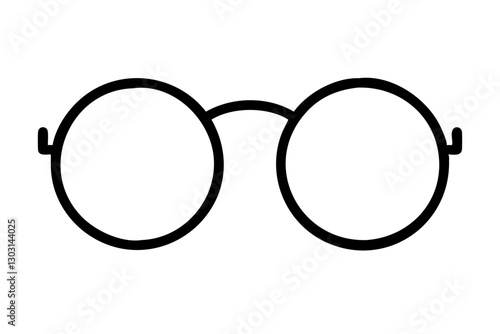 "Round Glasses or Reading Eyeglasses Line Art Icon for Vision, Eyewear Illustration"

