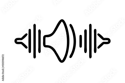 Minimalist Sound Wave Line Art – Audio Waveform Vector Icon