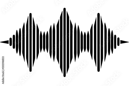 Minimalist Sound Wave Line Art – Audio Waveform Vector Icon