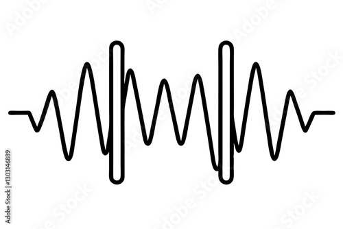 Minimalist Sound Wave Line Art – Audio Waveform Vector Icon
