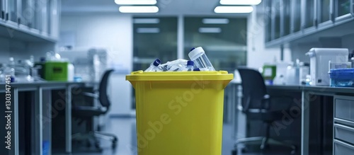 Wallpaper Mural This modern lab incorporates a vibrant yellow trash can for effective recycling. Torontodigital.ca