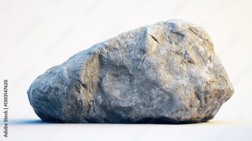 Fototapeta premium Large grey boulder isolated on white.