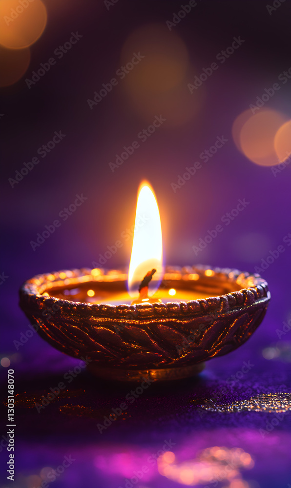 Radiant diya illuminating a dark space, symbolizing hope and renewal during the diwali celebration Radiant diya illuminating a dark space, symbolizing hope and renewal during the diwali celebration