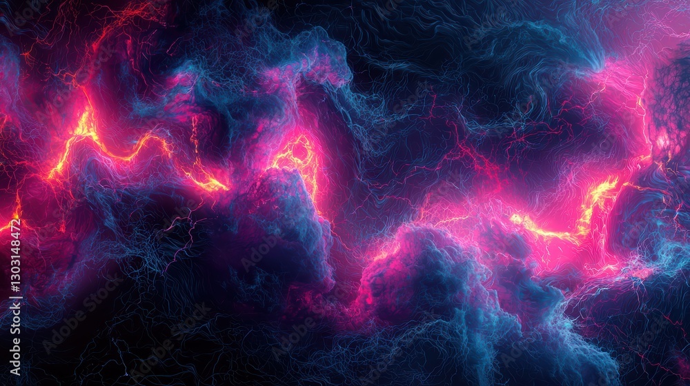 Fototapeta premium Dynamic illustration of vibrant neural synapses and electric signals