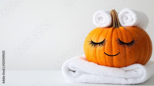 Wallpaper Mural Quirky pumpkin features eyelashes and lips for a unique spa theme. Torontodigital.ca
