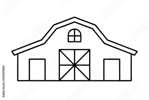 "Prairie Barn House Front View in Flat Design"
