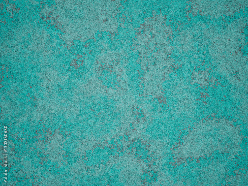 Obraz premium A close-up of cement with a turquoise finish, accented with grey spots and rough texture.