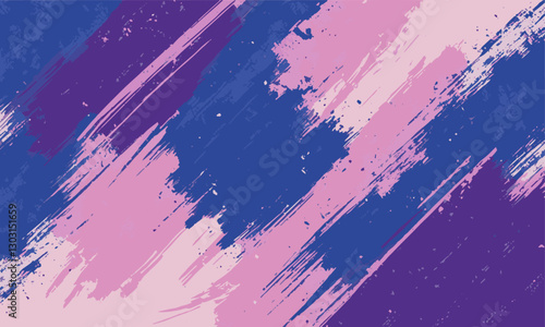 Modern vector style artwork featuring a background of rough, thick brushstrokes in blue and pink, creating a textured and dynamic design, easily editable.