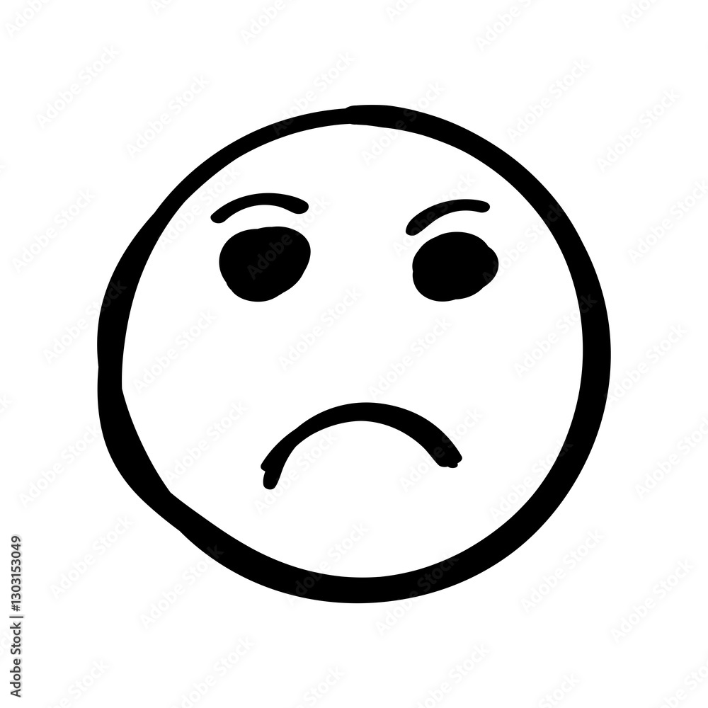 Fototapeta premium SKETCH OF FACE EMOJI EMOTIVON | FLAT ICON