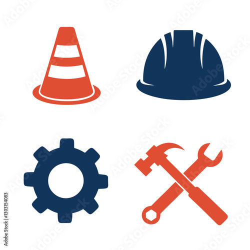 Industrial Engineering Maintenance and Construction Logo Design set.