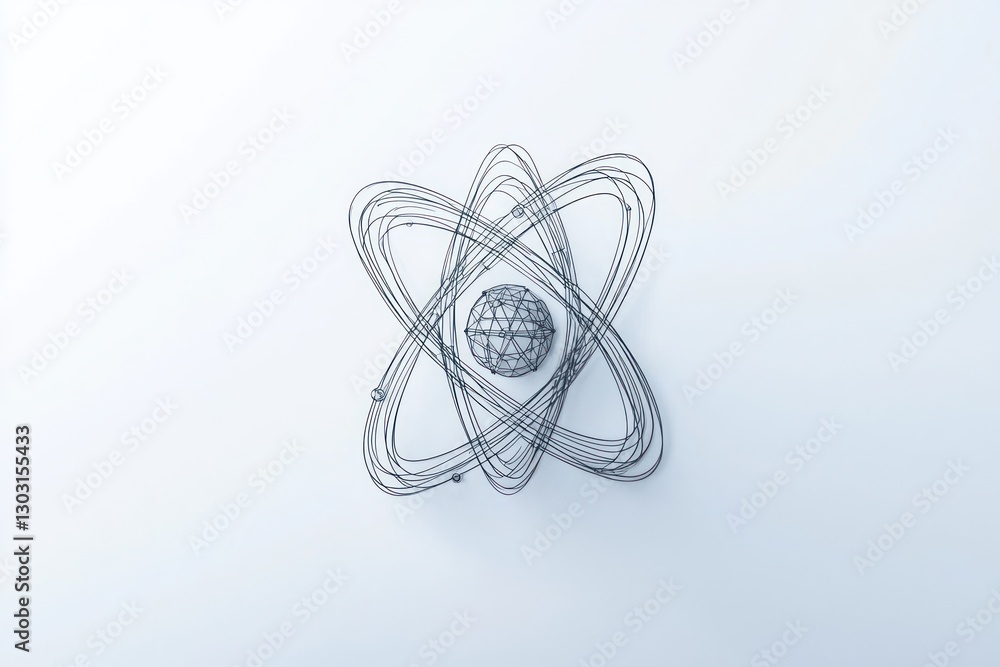 3D icon of an atom structure, representing science, designed on a solid white background. 3D icon of an atom structure, representing science, designed on a solid white background.