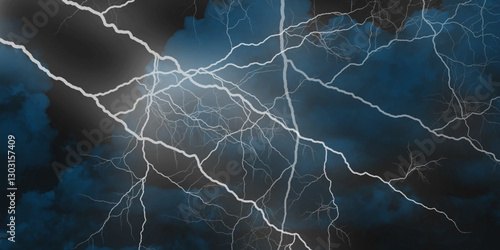 Lightning, thunder cloud dark cloudy sky. Fork lightning striking down during summer storm. intense lightning lighting up the sky .


