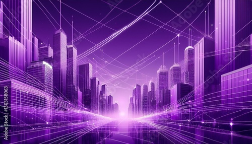 Modern buildings, abstract city network connection, city landscape backgrounds